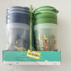 Pillowfort Kids Drinkware Set 18pc Cups Lids Straws Plastic BPA Free Target